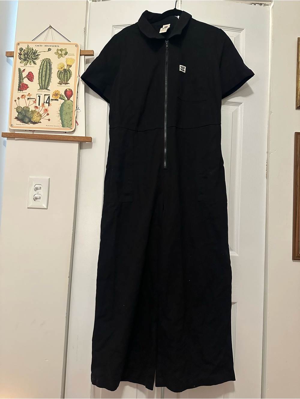 Lucy & Yak Black Short-Sleeve Zip-Front Jumpsuit